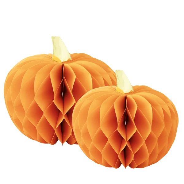 Set 2 calabazas de papel surtido naranja/oro