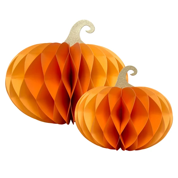 Set 2 calabazas de papel naranja bicolor