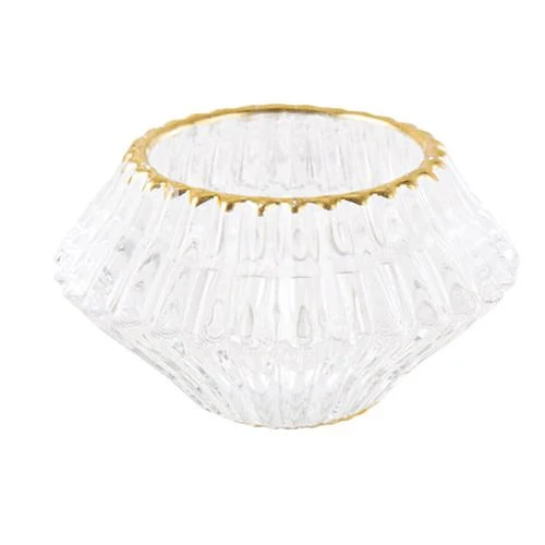 Candelabro doble vidrio estriado transparente