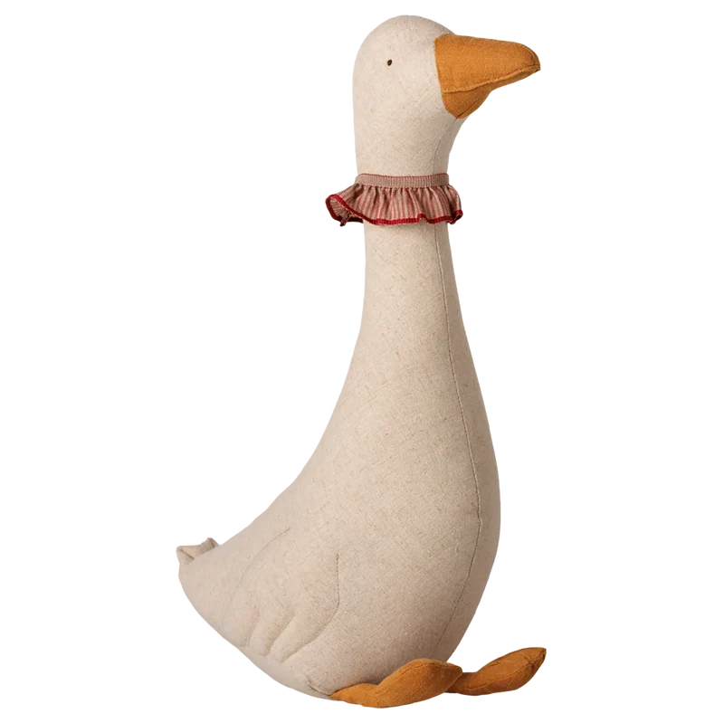 Peluche Ganso beige con detalle rojo pequeño