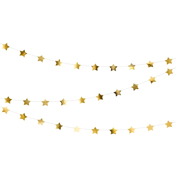 Grinalda estrelas foil douradas