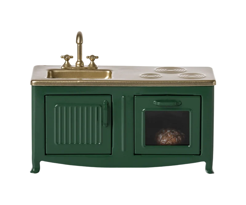 Cocina de metal verde miniatura ratón Maileg