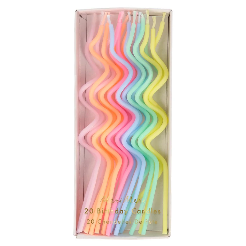 Velas largas espiral mix multicolor / 20 ud.