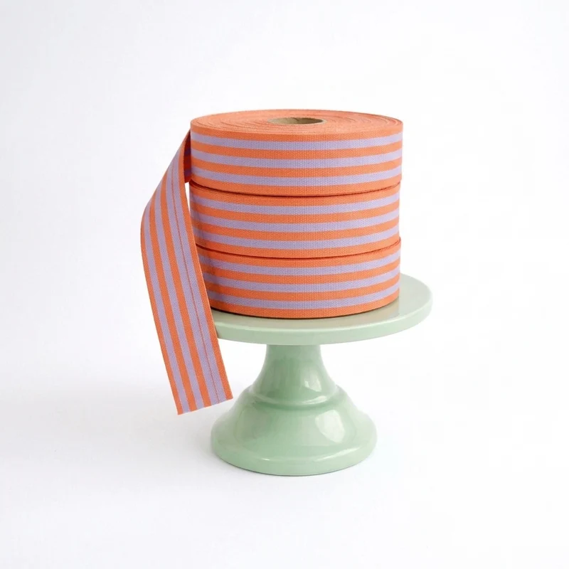 Cinta de algodón multi stripes Lila y Naranja