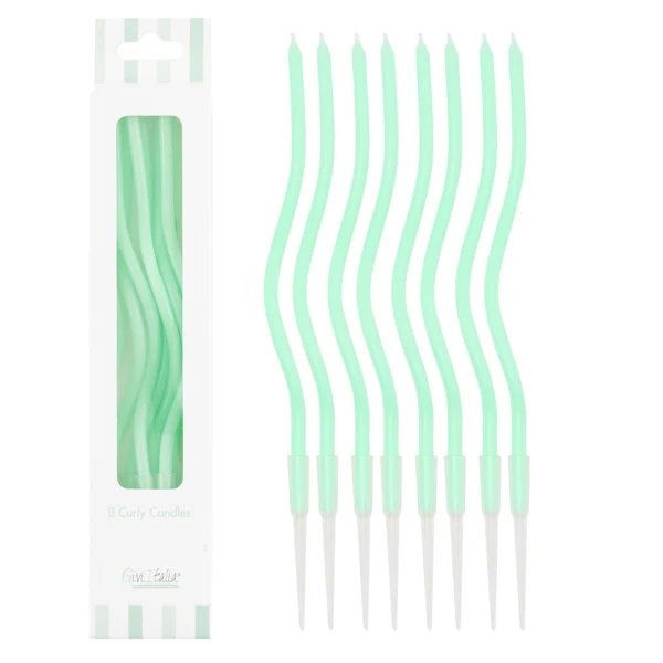 Velas compridas de menta encaracolada / 8 unidades.