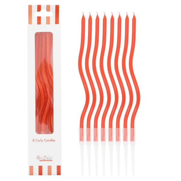 Velas longas frisadas vermelhas / 8 unid.