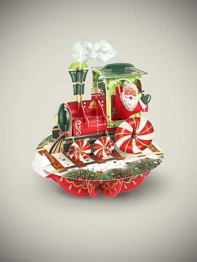 Tarjeta Pirouettes de Navidad 'Christmas Train'
