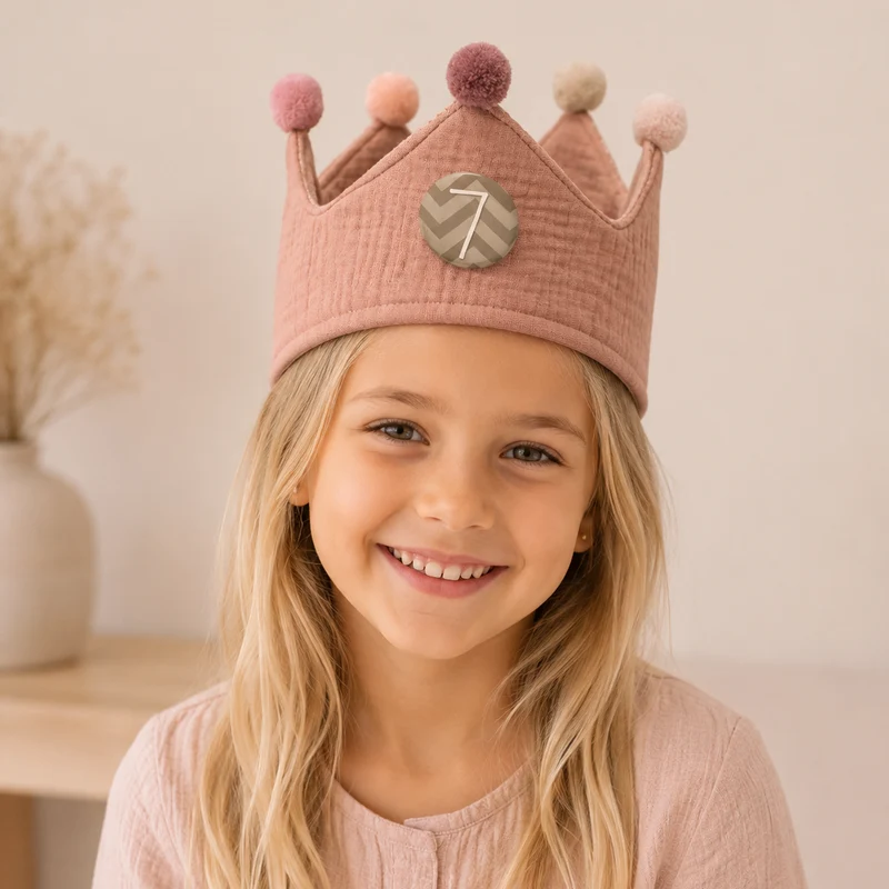 Kit de corona cumpleaños muselina rosa con números