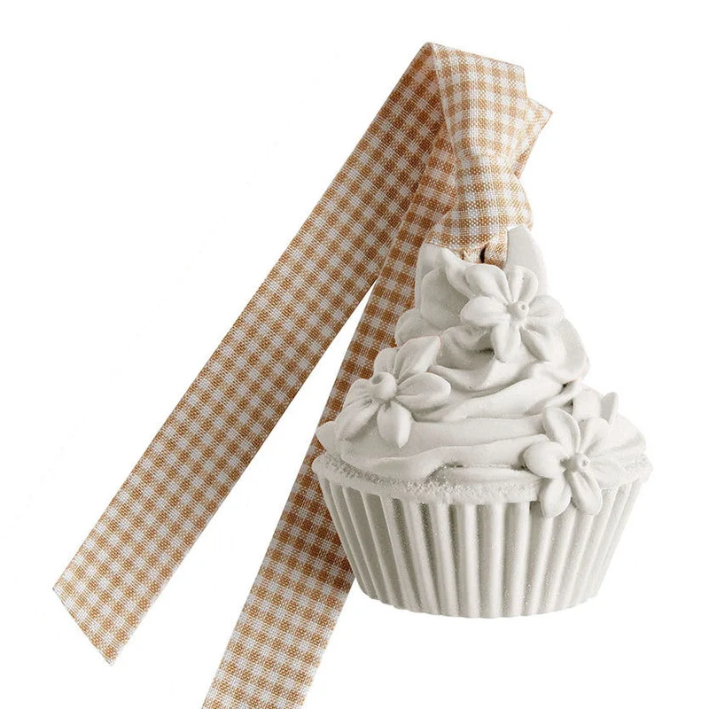 Detalle perfumado Cupcake cinta Vichy piedra