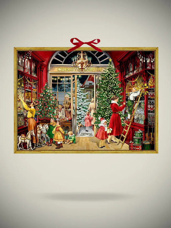 Calendario de Adviento 'Tienda de Navidad' - 52x38 cm