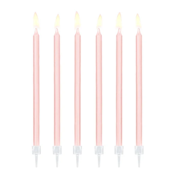 Velas largas rosa basic / 12 ud.