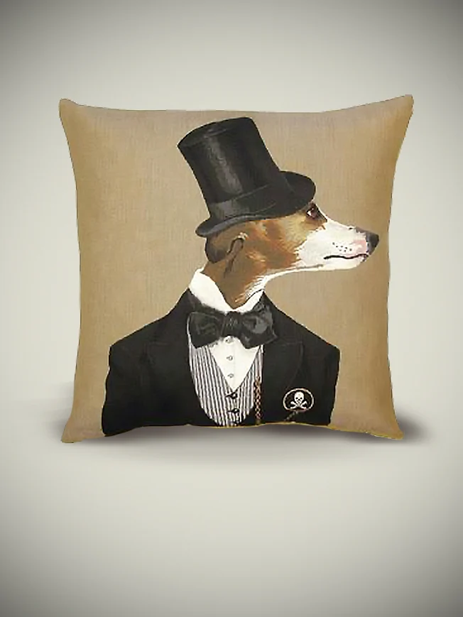 Funda de Cojín 'Whippet Dog with Tie Bow' - 45x45 cm