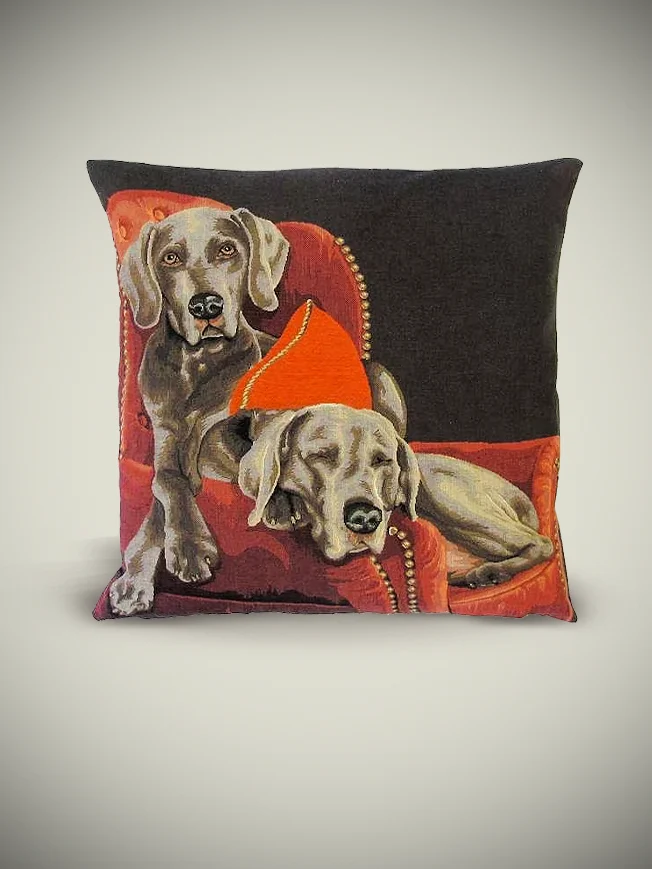 Funda de Cojín 'Weimaraners on Sofa' - 45x45 cm