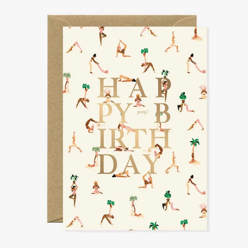 Tarjeta felicitación Happy Birthday Yoga