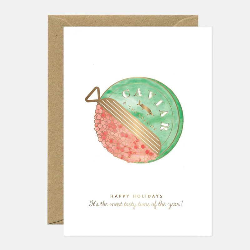 Tarjeta felicitación Happy Holidays Caviar