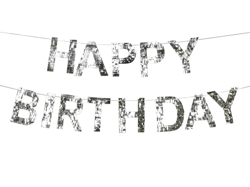 Guirnalda Happy Birthday tassel plata