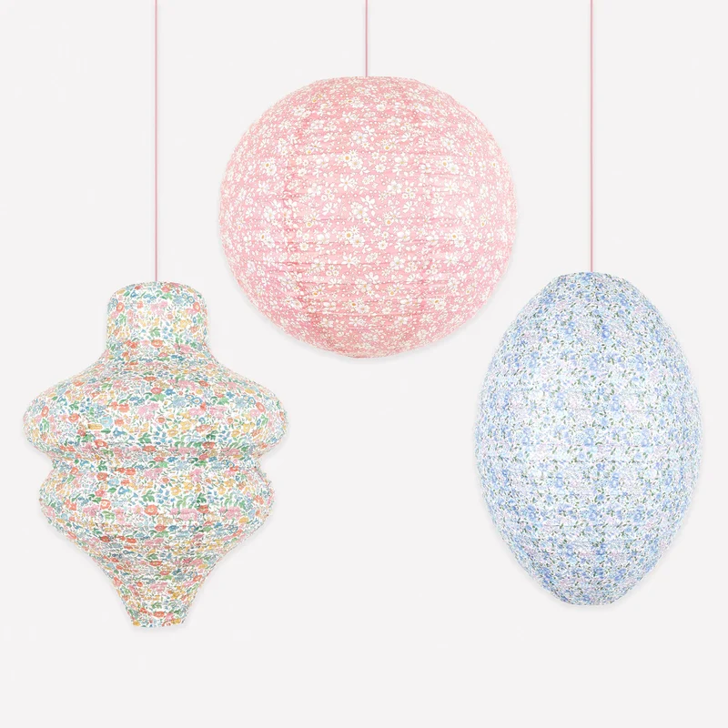 Kit lámparas de papel flores Liberty London pastel / 3 uds.