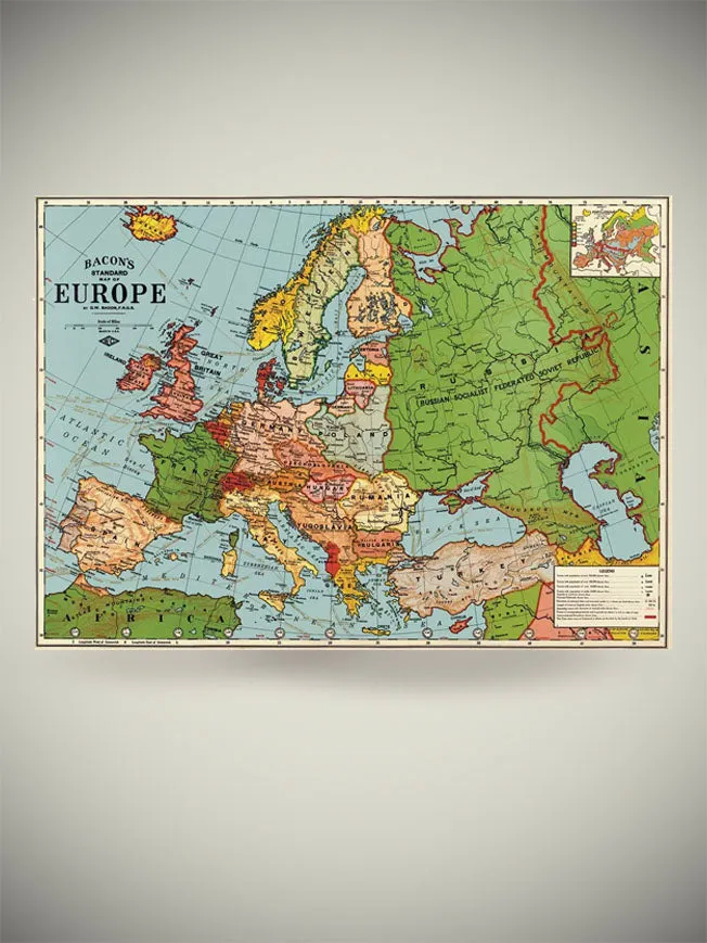 Papel Poster & Wrap 'Europe Map' - Cavallini & Co