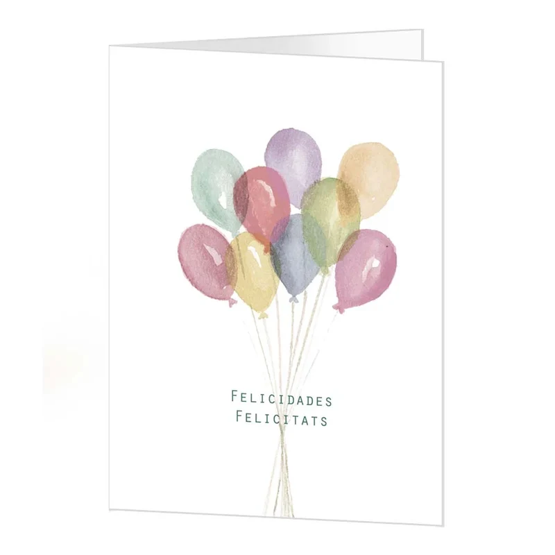 Tarjetón felicitación A4 globos