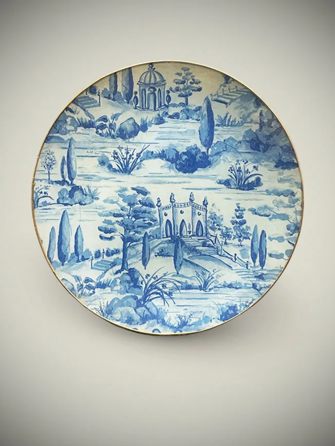 Plato de Cristal y Découpage 'Villa Italiana'- Ø29,5 cm