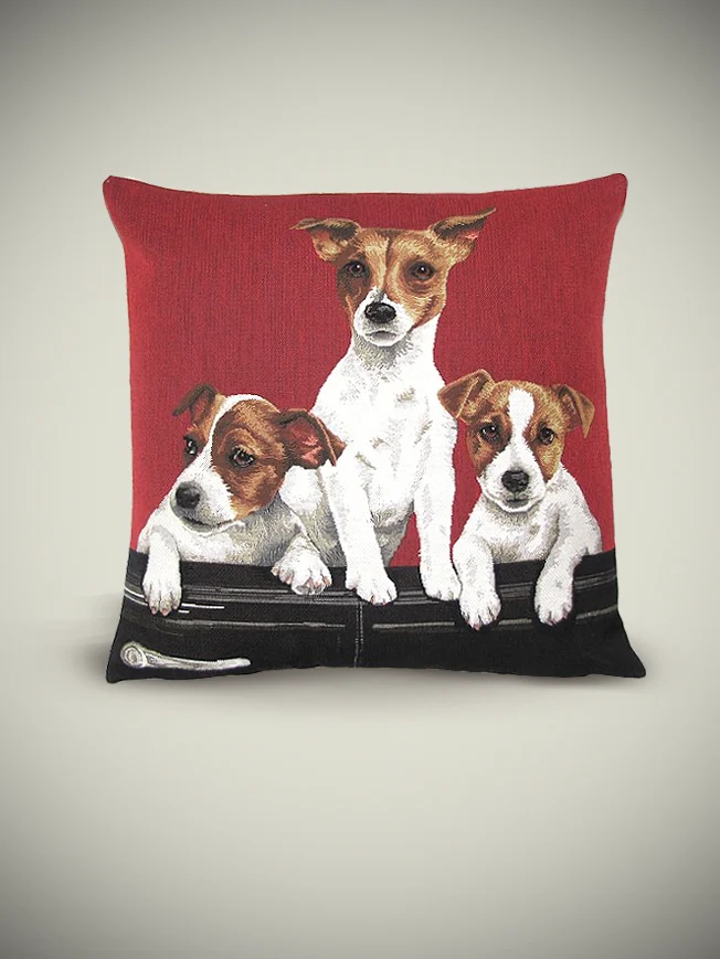 Funda de Cojín 'Trío de Jack Russells' - 45x45 cm