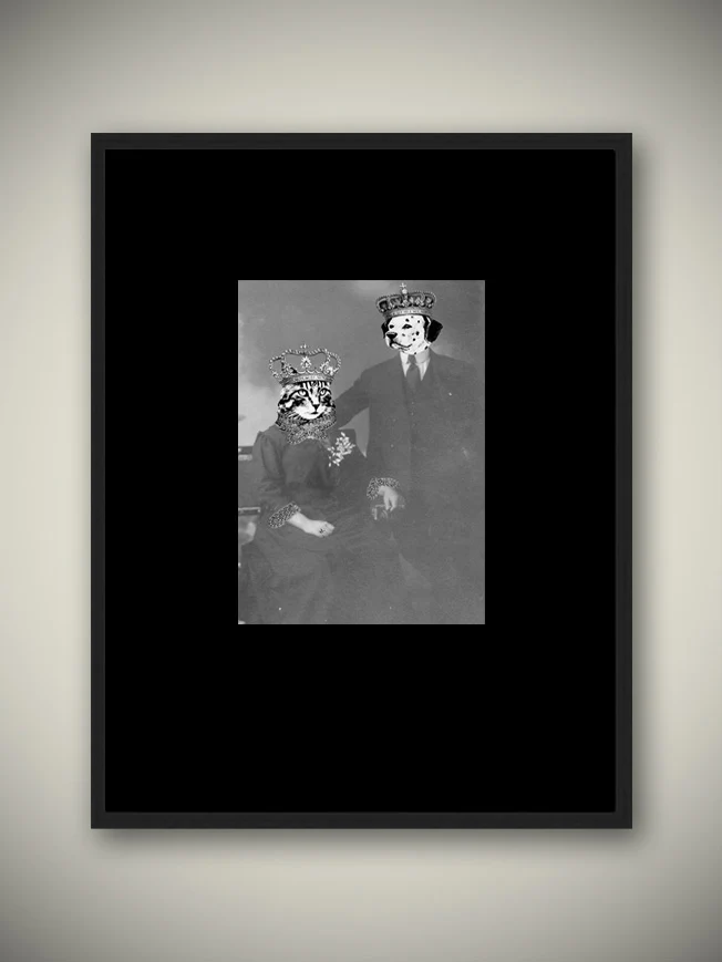 Lámina Decorativa 'Perro y Gato Victoriano'