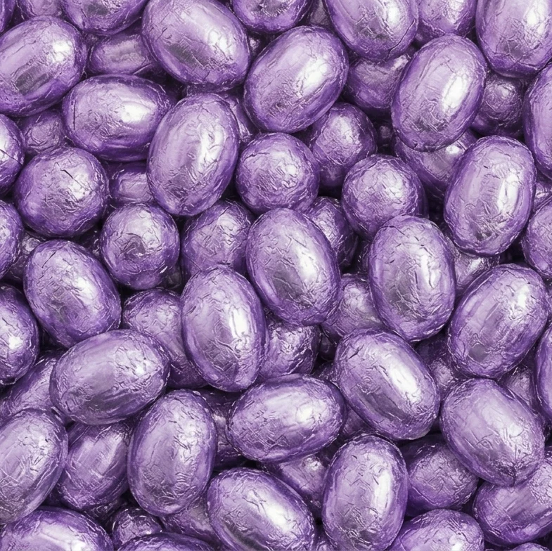 Ovos de chocolate de leite premium com avelã e lilás / 10 unidades