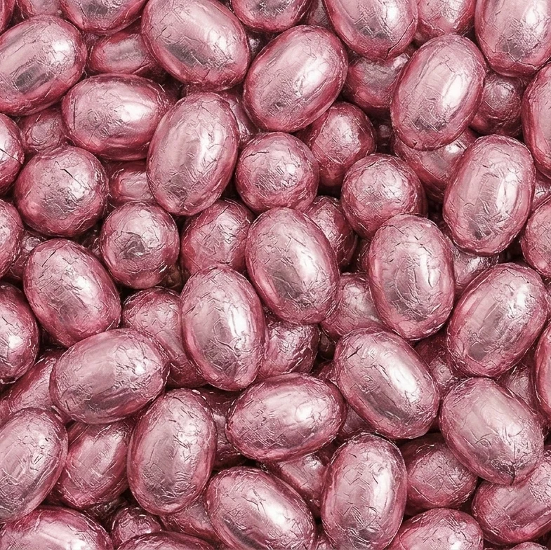 Ovos de chocolate de leite premium e avelã cor-de-rosa / 10 unidades