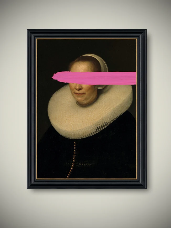 Lámina Enmarcada 'Pincelada Rosa' - 50x40