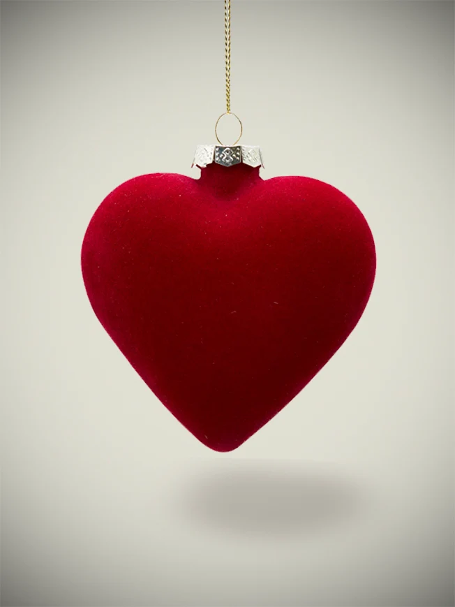 Adorno Navideño Terciopelo 'Corazón' 10cm