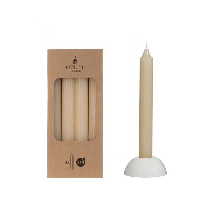 Velas rayas para candelabro crema