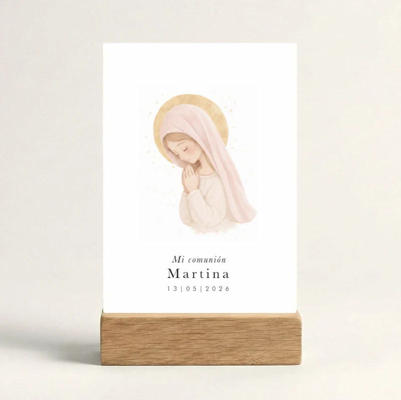 Centro de mesa con soporte de madera Virgencita / 2 uds.