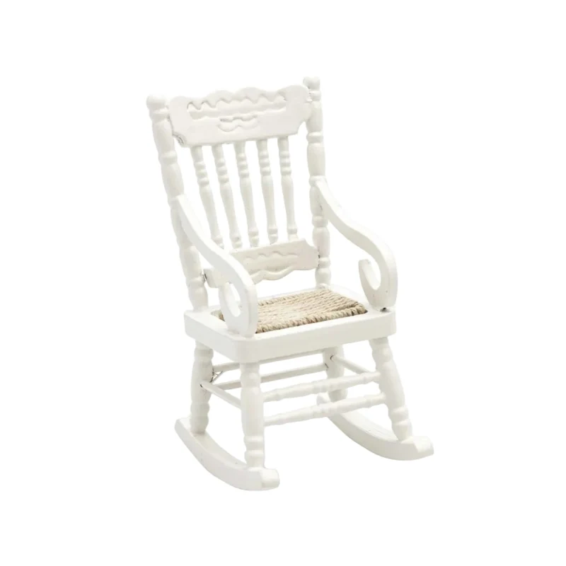 Mecedora blanca miniatura ratón