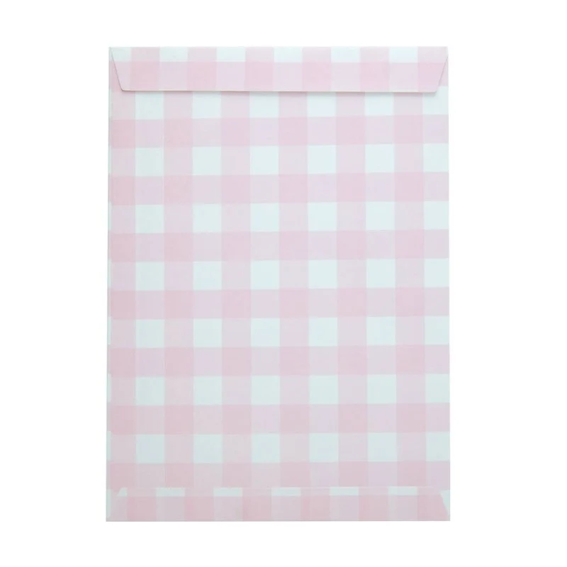 Bolsas papel cuadro vichy rosa/ 8 uds.