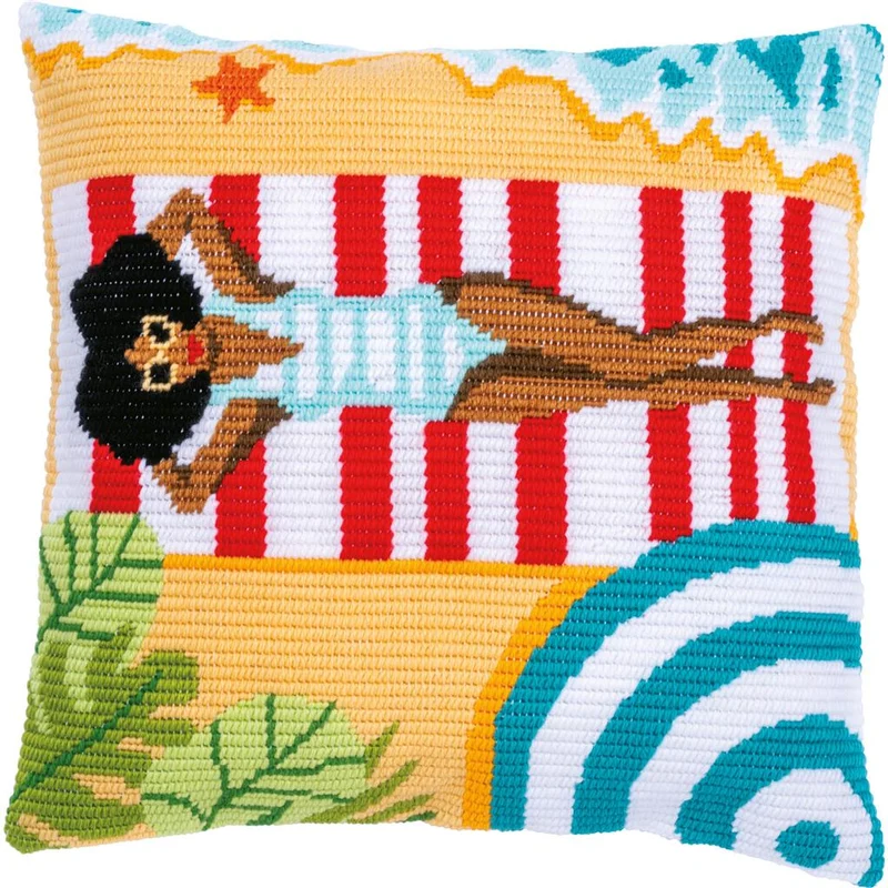Kit para Bordar Cojín en Punto Largo "Playa" - Vervaco