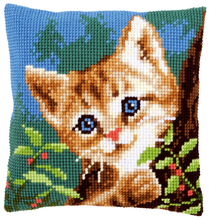 Kit para Bordar Cojín en Punto de Cruz "Gato" - Vervaco