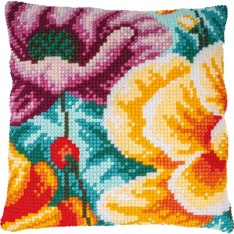 Kit para Bordar Cojín en Punto de Cruz "Amapolas" - Vervaco