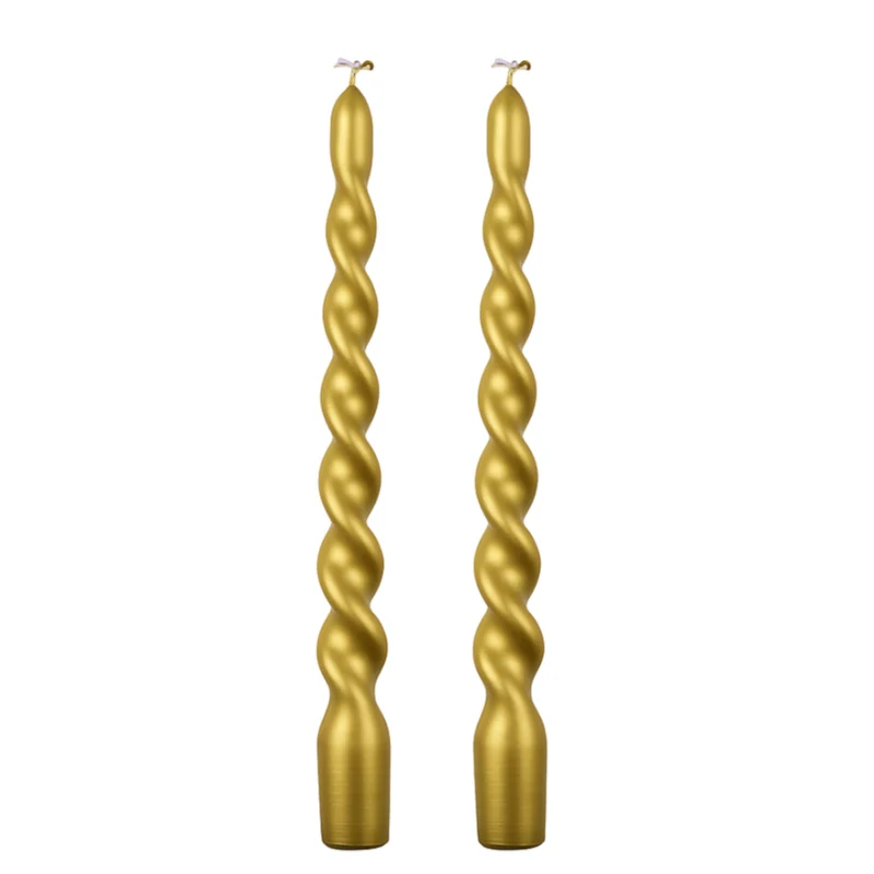 Set velas espiral dorado / 2 uds.