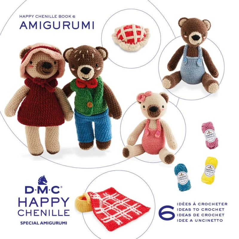 Libro de Creación de Amigurumis - Familia Osos Picnic - DMC Happy Chenille Nº 6
