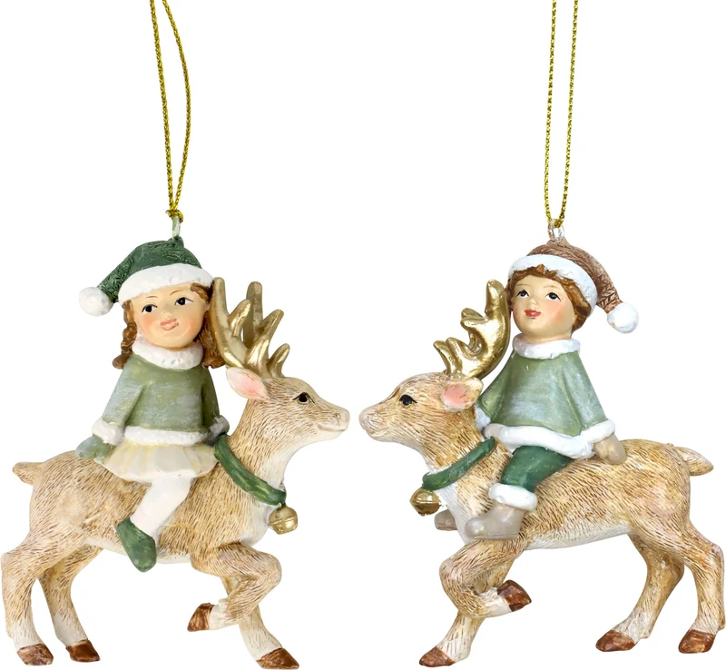 Enfeite de árvore de Natal em forma de rena para crianças