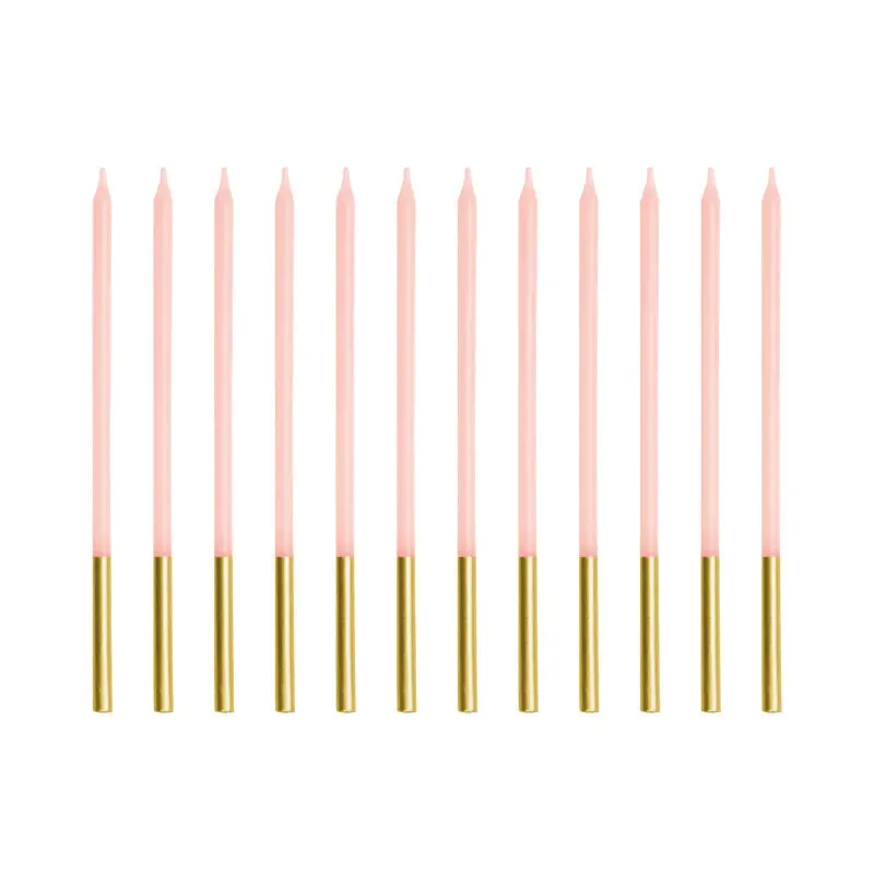 Velas largas bicolor rosa basic / 12 ud.