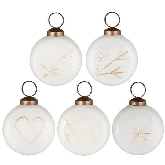 Enfeites de Natal em cristal branco / 5 unidades.
