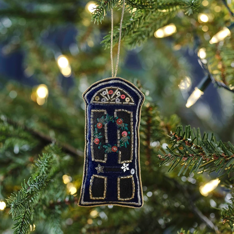 Adorno puerta de Navidad con albalorios