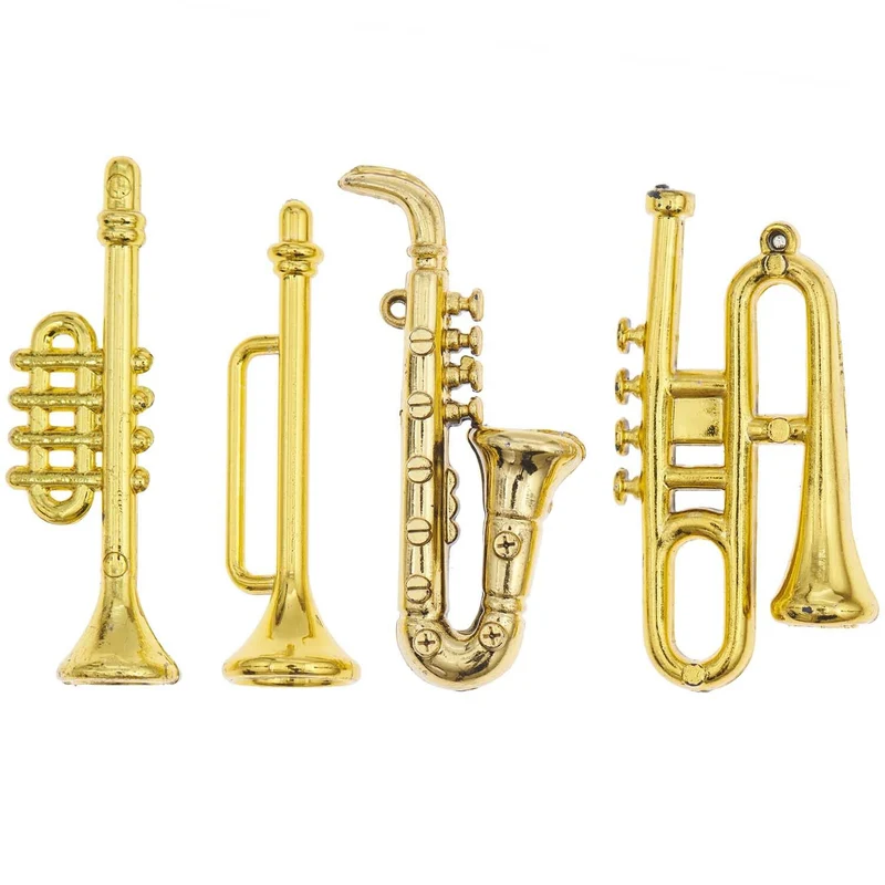 Instrumentos de viento dorados miniatura ratón