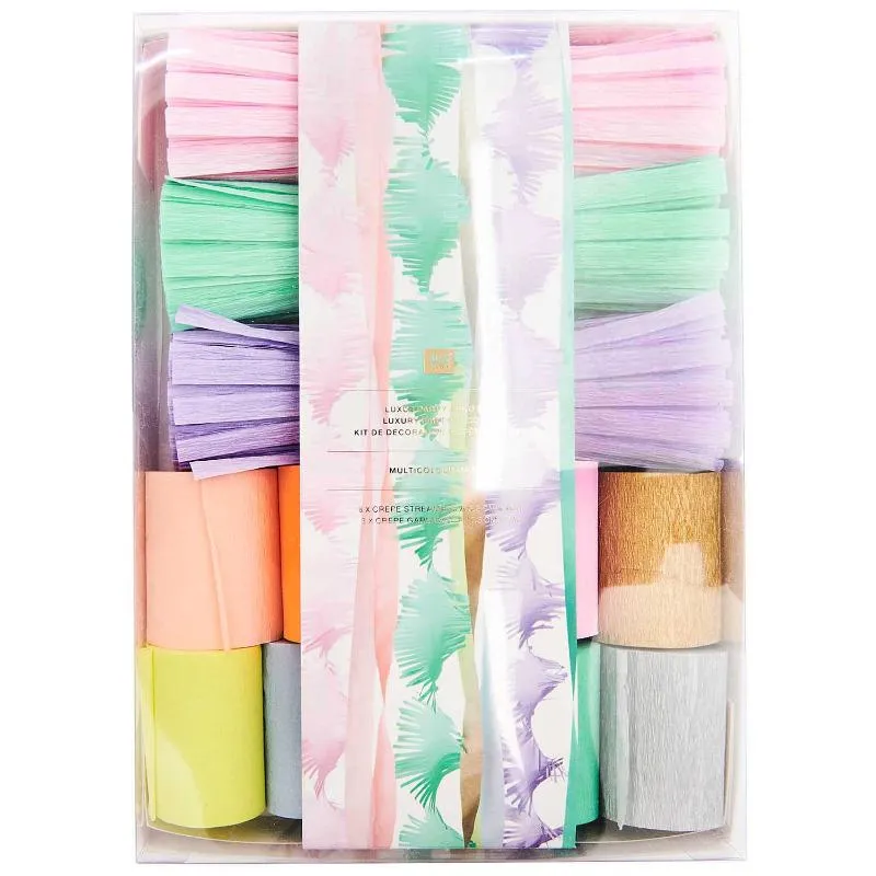 Kit cintas y guirnaldas crepé Pastel mix