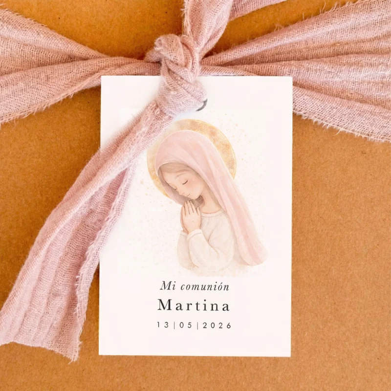 Etiqueta detalle con cinta Virgencita / 6 uds.