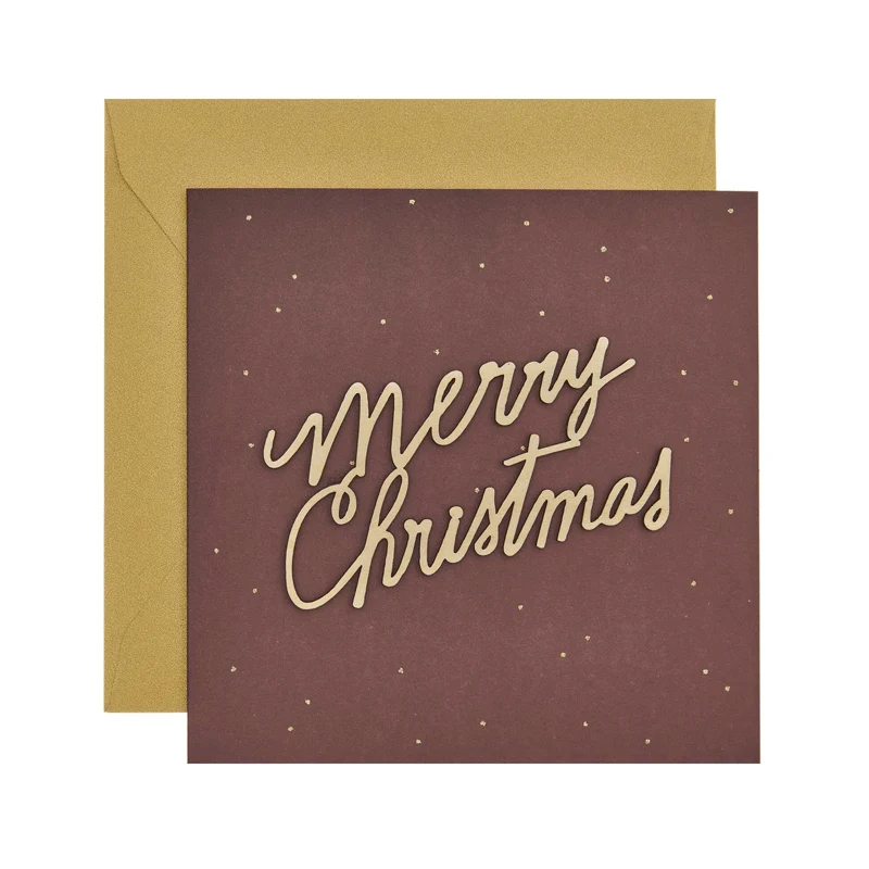Tarjeta de felicitación Merry Christmas madera
