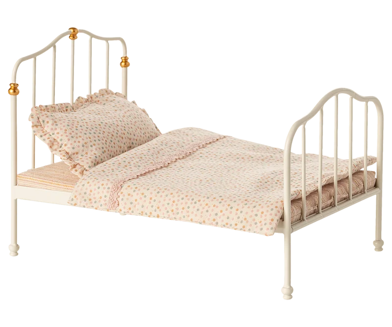 Cama matrimonio vintage rosa miniatura ratón Maileg