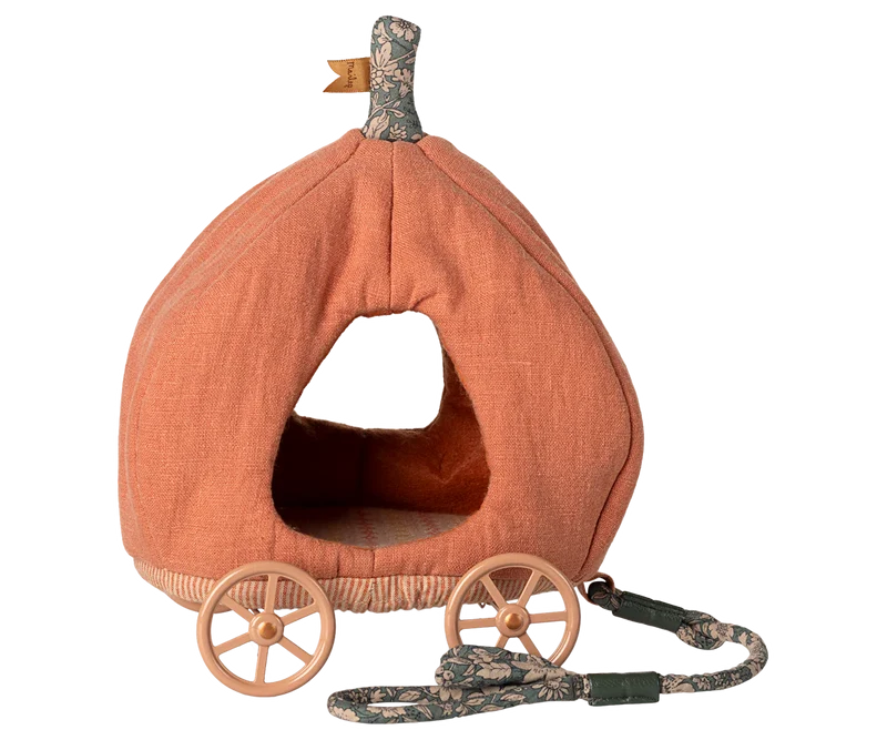 Carruaje de calabaza ratones con flores Maileg