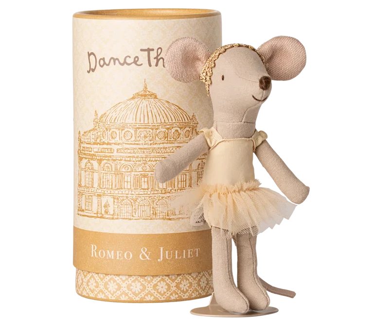 Ratoncita bailarina de ballet crema y dorado Maileg